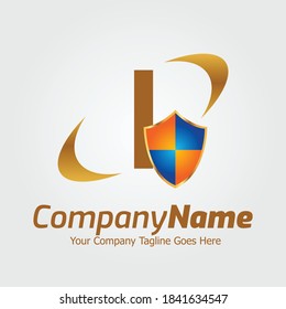 Plantilla de logotipo vectorial de la letra I, logotipo de la letra colorida I, plantilla de vector de diseño de logotipo Escudo. Símbolo de defensa de protección, compañía de protección Logoype.