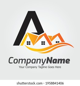 Letter A vector logo template, Colorful Letter A logo, Real Estate, Building and Construction Logo Design Template Vector Icon