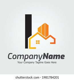 Plantilla de logotipo vectorial de la letra I, logotipo de la letra colorida I, inmobiliario, logotipo de construcción y diseño de la plantilla de vectores