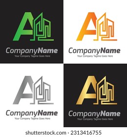 Letter A vector logo template, Colorful Letter A logo, Real Estate, Building and Construction Logo Design Template Vector Icon