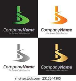 Logo-Vorlage für Buchstaben I, Logo für farbiges Buchstaben I, Logo für Straßenverkehrsdienste, Logistik-Logo-Design-Roadmap-Vorlage Vektorsymbol-Transport
