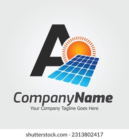 Letter A vector logo template, Colorful Letter A logo, Solar power logo design,  Solar panel logo, Renewable energy, Solar energy brand