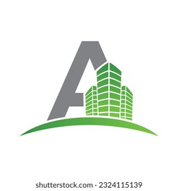 Letra A plantilla de logotipo vectorial, logotipo de letra colorida A, logotipo inmobiliario, logotipo de construcción e icono de diseño de vectores