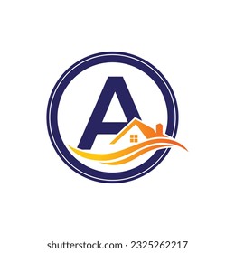 Letra A plantilla de logotipo vectorial, logotipo de letra colorida A, logotipo inmobiliario, logotipo de construcción e icono de diseño de vectores