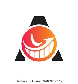 Plantilla del logotipo de la letra A del Vector, logotipo colorido de la letra A, logotipo de la compañía financiera, icono del Vector de la Plantilla del diseño del logotipo de los asesores del instituto financiero