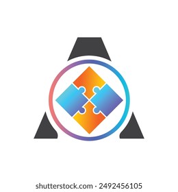 Plantilla del logotipo de la letra A del Vector, logotipo colorido de la letra A, logotipo de la compañía financiera, icono del Vector de la Plantilla del diseño del logotipo de los asesores del instituto financiero