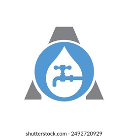 Plantilla del logotipo de la letra A del Vector, logotipo colorido de la letra A, diseño moderno del logotipo de los servicios de fontanería