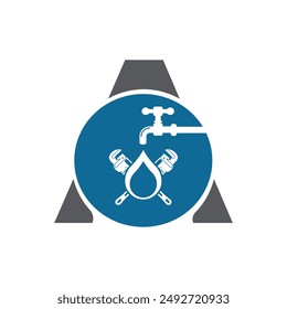 Letter A vector logo template, Colorful Letter A logo, Modern Plumbing Services Logo Design