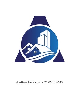 Letter A vector logo template, Colorful Letter A logo, Real Estate, Building and Construction Logo Design Template Vector Icon