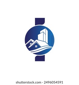 Letter I vector logo template, Colorful Letter I logo, Real Estate, Building and Construction Logo Design Template Vector Icon