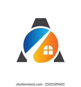 Letter A vector logo template, Colorful Letter A logo, Real Estate, Building and Construction Logo Design Template Vector Icon