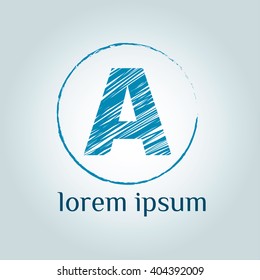 A letter vector logo template. Grunge brush  letter sign on scratch background. 
