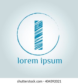 I letter vector logo template. Grunge brush  letter sign on scratch background. 