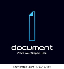 Letter I vector logo template with paper or page symbol. This alphabet suitable for office, data, administration.