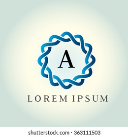 A letter vector logo template (sign, symbol, emblem, ornament). Tracery logo. Wave ornament dynamic logo.