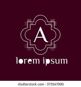 A letter vector logo template (sign, symbol, emblem, ornament). Minimal line letter initial A logo. Abstract and elegant shape font sign. logotype vector design template for  branding.