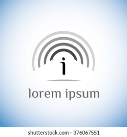 i letter  vector logo template (sign, symbol, emblem, ornament). Frequency circles element 
