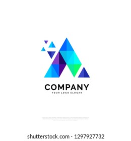 Letter A Vector Origami Logo icon. Colorful Abstract Design template element logo icon - Vector