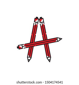 Letter A vector pen style. Education logo