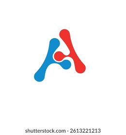 Letter A vector symbol designed in molecule form.