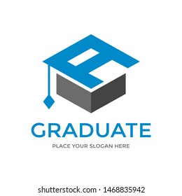 A Letter vector template logo with student hat symbol. This graduate logo is creative and can be used for education, degree, study, diploma.