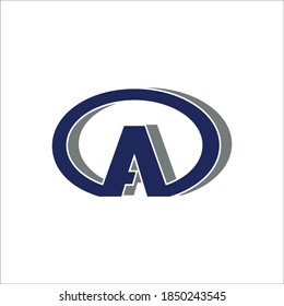 letter A vetor on oval line background, creative logo design