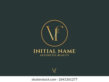 Letter Vf Beauty Logo with Flourish Ornament Luxury