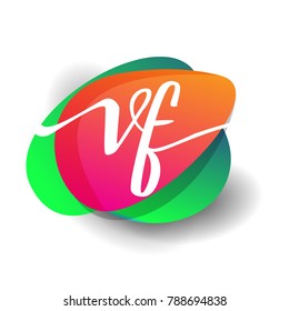 Letter VF logo with colorful splash background, letter combination logo design for creative industry, web, business and company.