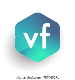 Letter VF logo in hexagon shape and colorful background, letter combination logo design for business and company identity.
