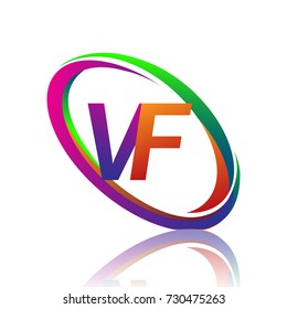 letter VF logotype design for company name colorful swoosh. vector logo for business and company identity.