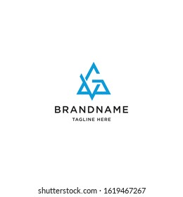 Letter VG or GV initial abstract triangle logo icon design template vector illustration