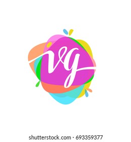 Letter VG logo with colorful splash background, letter combination logo design for creative industry, web, business and company.
