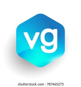 Letter VG logo in hexagon shape and colorful background, letter combination logo design for business and company identity.
