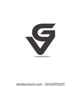 letter vg simple linked shadow geometric logo vector 