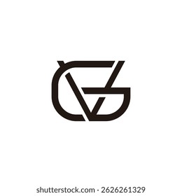 letra vg linhas sobrepostas simples geométrica logotipo vetor