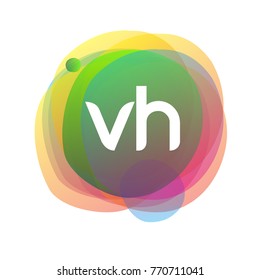 Letter VH logo with colorful splash background, letter combination logo design for creative industry, web, business and company.
