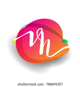 Letter VH logo with colorful splash background, letter combination logo design for creative industry, web, business and company.