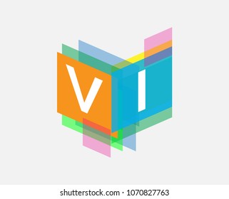 Letter VI logo with colorful geometric shape, letter combination logo design for creative industry, web, business and company.