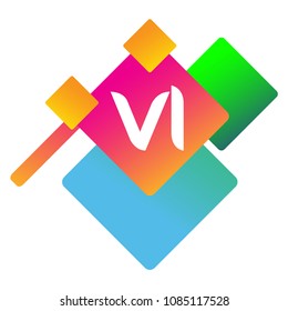 Letter VI logo with colorful geometric shape, letter combination logo design for creative industry, web, business and company.