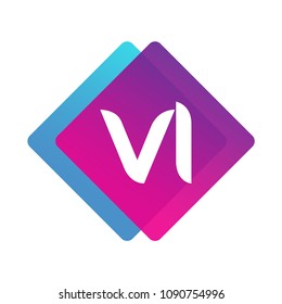 Letter VI logo with colorful geometric shape, letter combination logo design for creative industry, web, business and company.