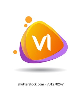Letter VI logo in triangle splash and colorful background, letter combination logo design for creative industry, web, business and company.