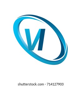 letter VI logotype design for company name colored blue swoosh. vector logo for business and company identity.