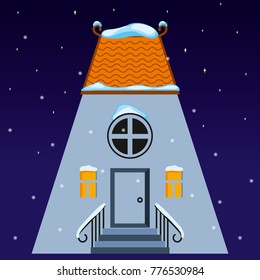 Letter a in the view of the house on a winter night. Vector