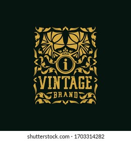letter I vintage logo design vector template