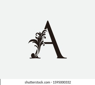A Letter Vintage Logo Icon, Initial A Swirl Design.
