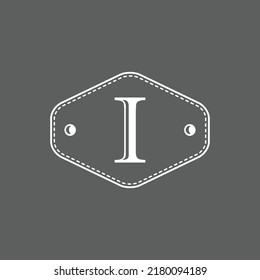 Letter I with vintage style and box frame. Creative design Letters in gray and white colors. emblem icon logo creative design illustration template