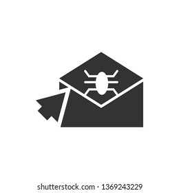 Letter, virus, click vector icon. Security vector icon