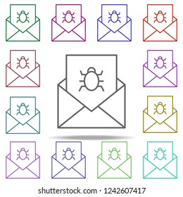 letter virus icon. Elements of data secutity in multi color style icons. Simple icon for websites, web design, mobile app, info graphics