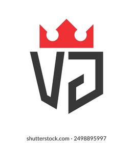 Letter VJ Crown Logo. Crown on Letter VJ Logo Design Template