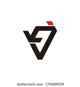 letter vj triangle geometric arrow logo vector